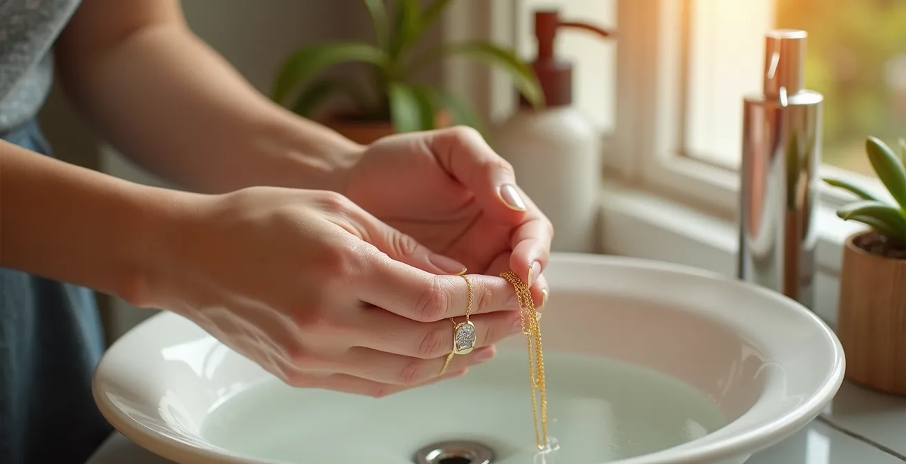 Goldschmuck Reinigung zu Hause mit natürlichen Hausmitteln und weichen Bürsten