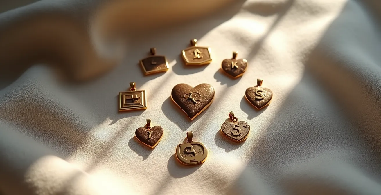 Symbolische Darstellung verschiedener personalisierter Anhänger und deren emotionale Bedeutung