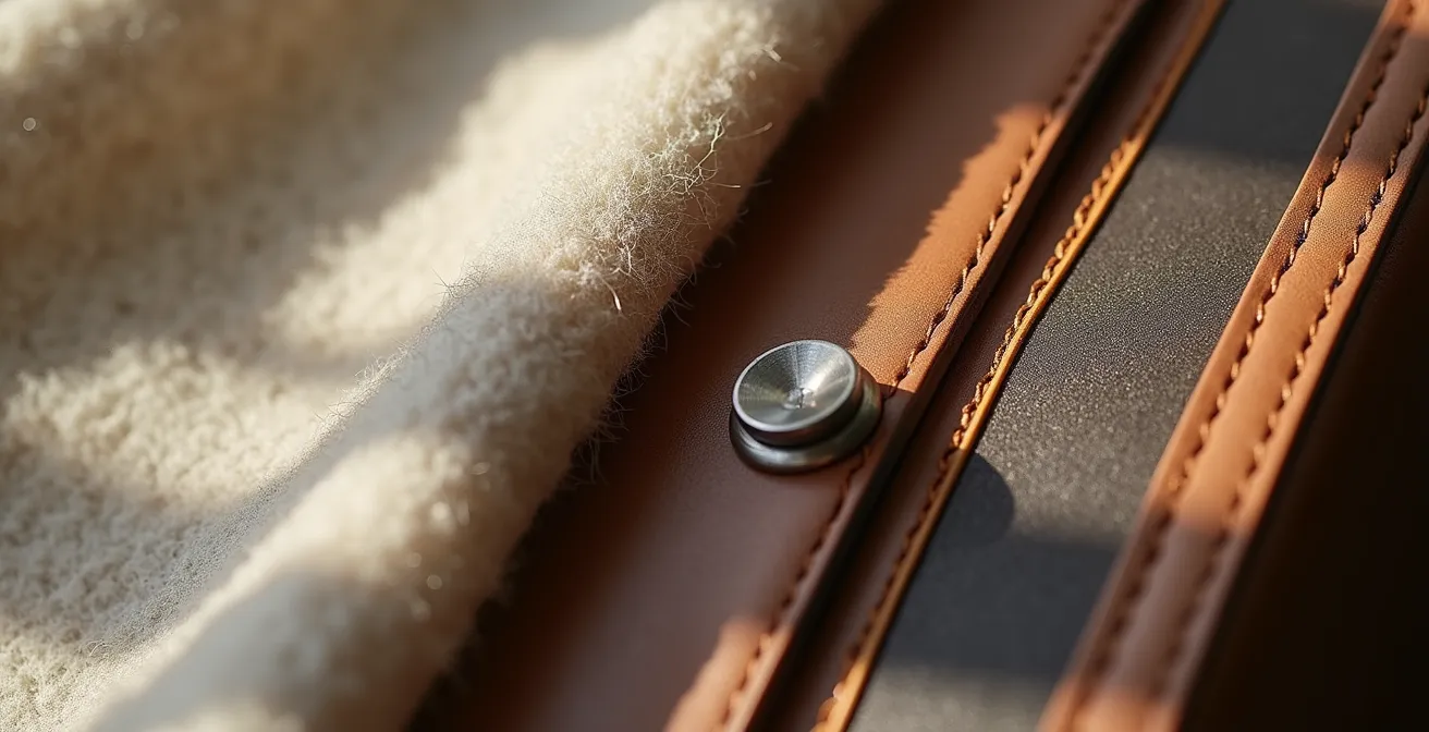 Nahaufnahme hochwertiger Materialien und dezenter Luxus-Details