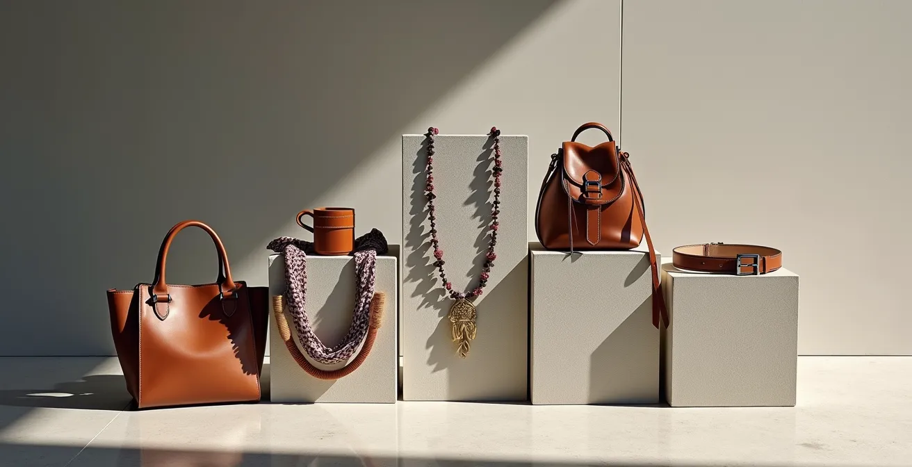 Modulare Accessoire-Garderobe im Baukastenprinzip arrangiert