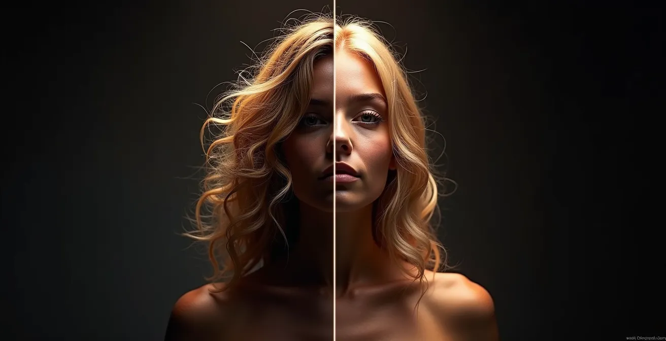 Vergleich der Lichtreflexion bei lockigem und glattem Haar im Makrobereich